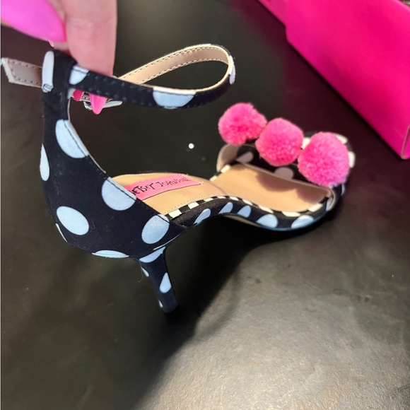 Betsey Johnson Shoes - Never worn Betsey Johnson Lylly black polka dot heels.